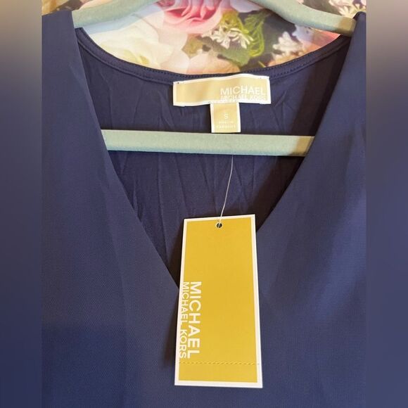 Michael Michael Kors Blue Chiffon Layered Sleeveless Blouse Top size small - Picture 8 of 9